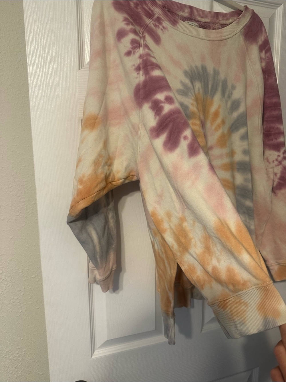 American Eagle Outfitters Tie-Dye Spiral Crewneck - Pink, Gray & Orange - Picture 5 of 7